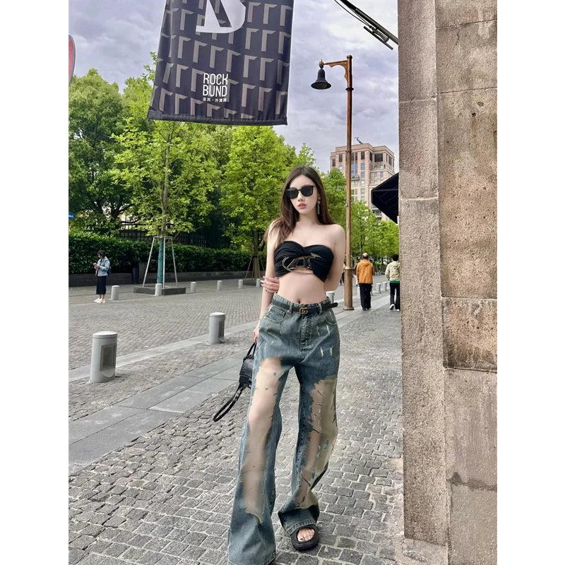 Vintage Oversize Baggy Blue Cargo Jeans