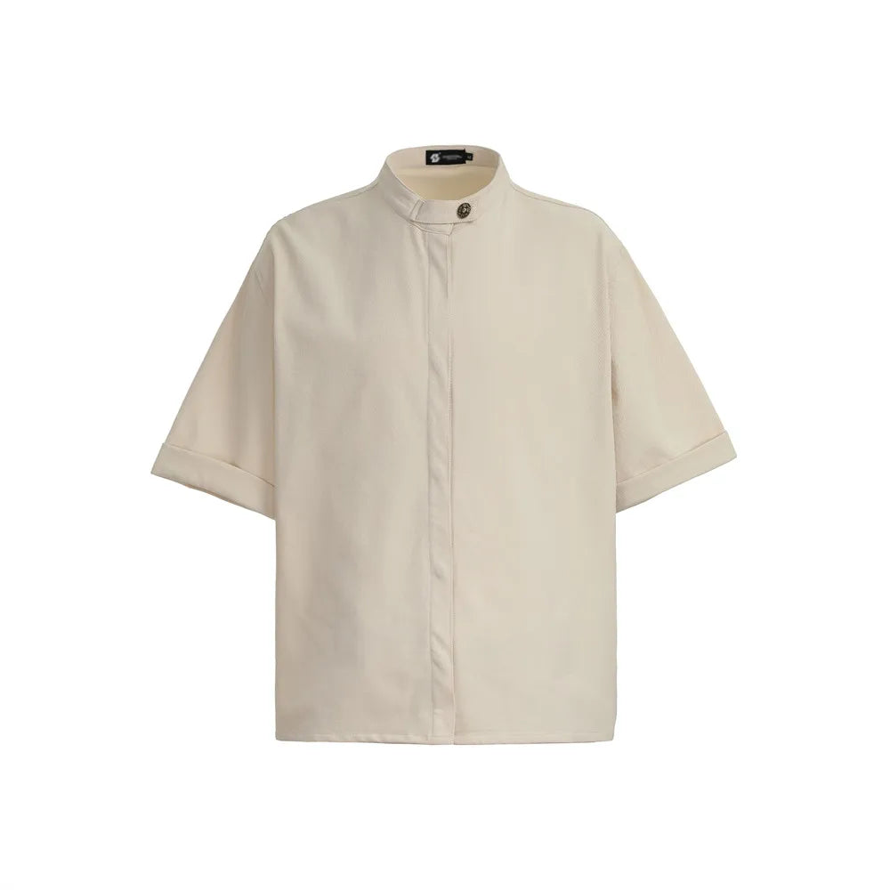 Retro Loose Fit Solid Color Shirt