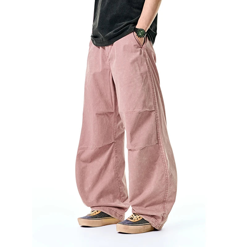Vintage Washed Wide Leg Cargo Pants