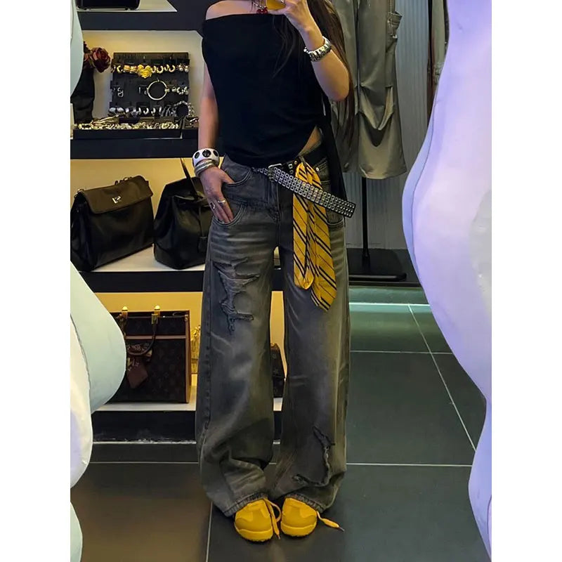 Baggy High Waist Black Denim Jeans