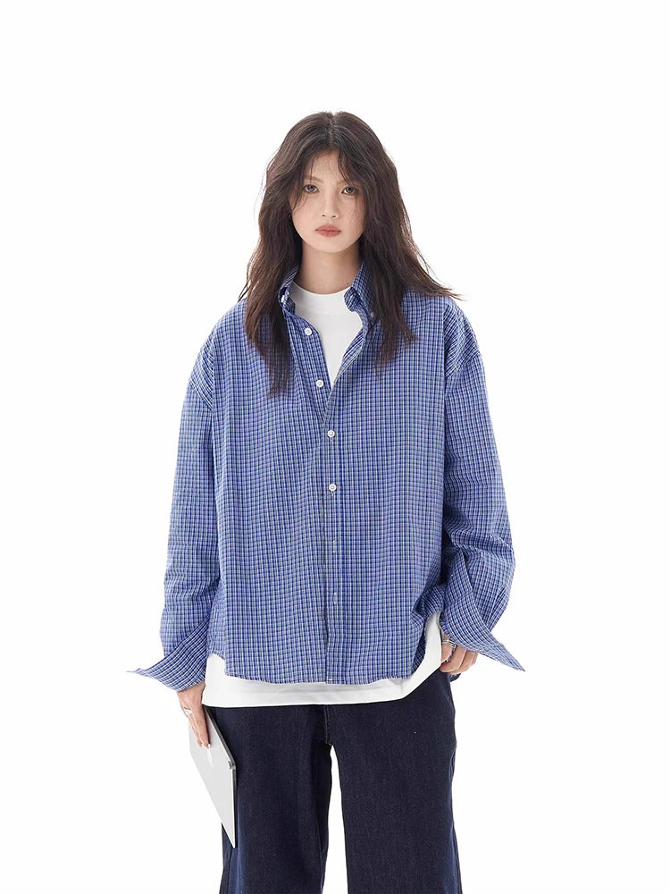 Blue Plaid Chic Loose Sleeve Shirt
