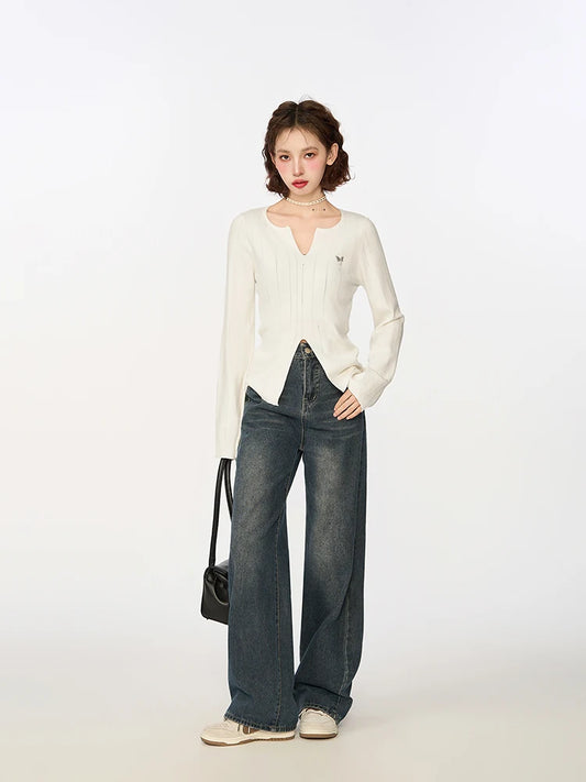 Chic V Neck Knitted Women's Knitwear