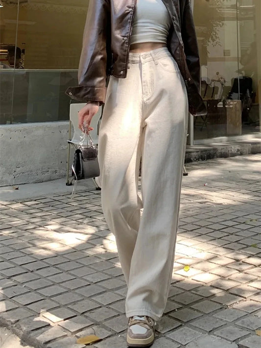 Vintage American Beige High Waist Jeans