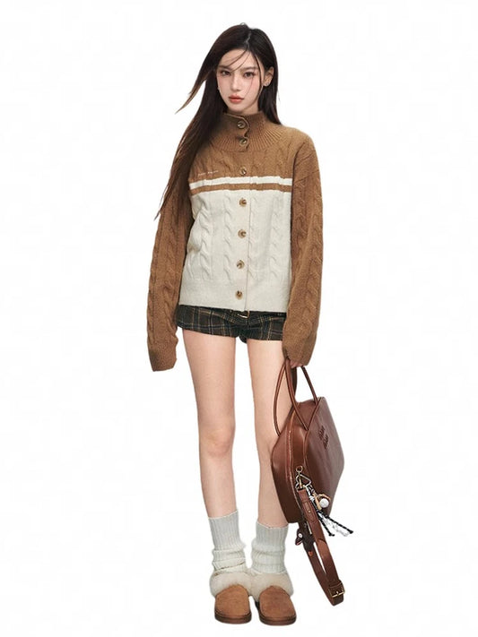 Vintage Chunky Knit Turtleneck Sweater Coat