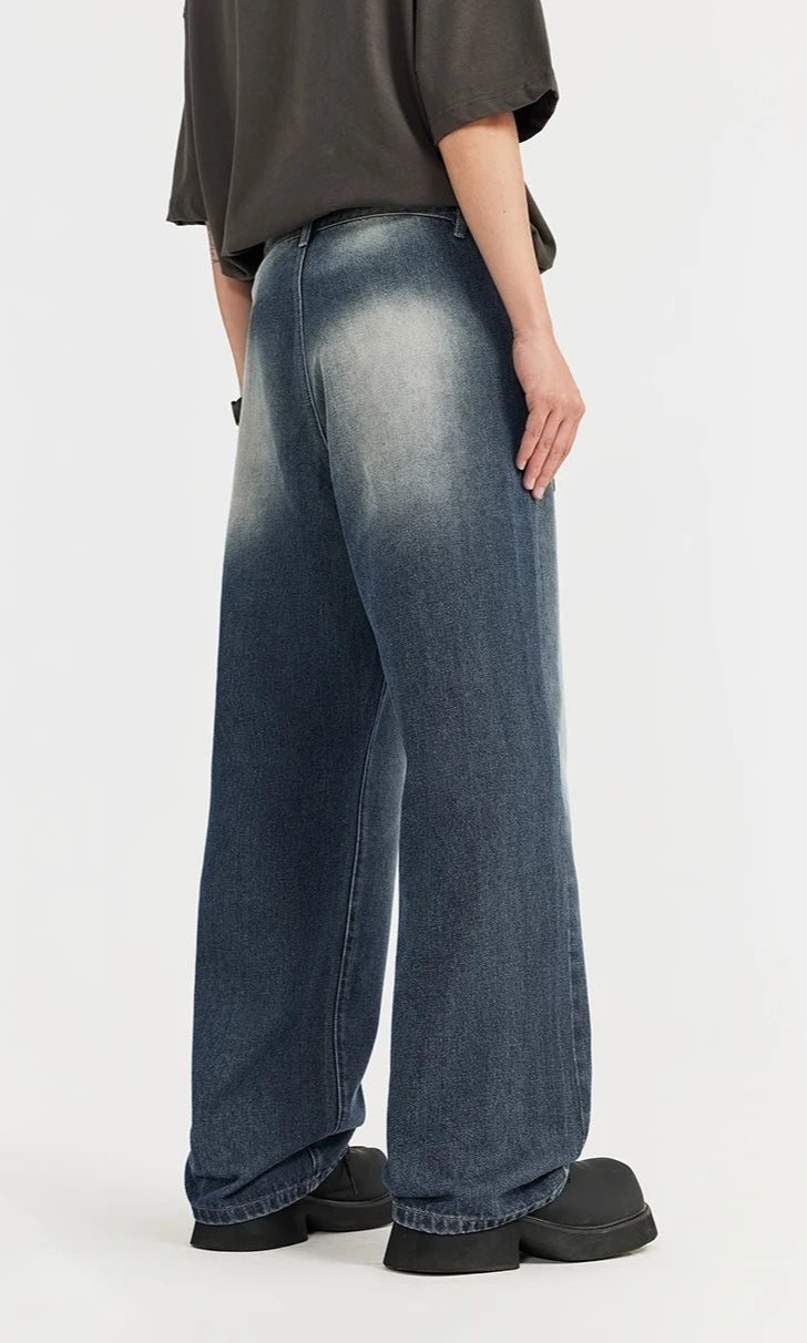 Vintage Classic Washed Denim Pants Jeans