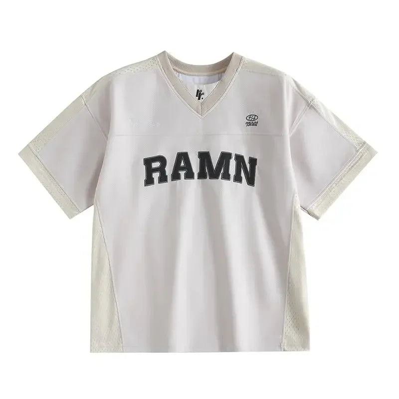 Vintage Patchwork American Sports Casual T-Shirt