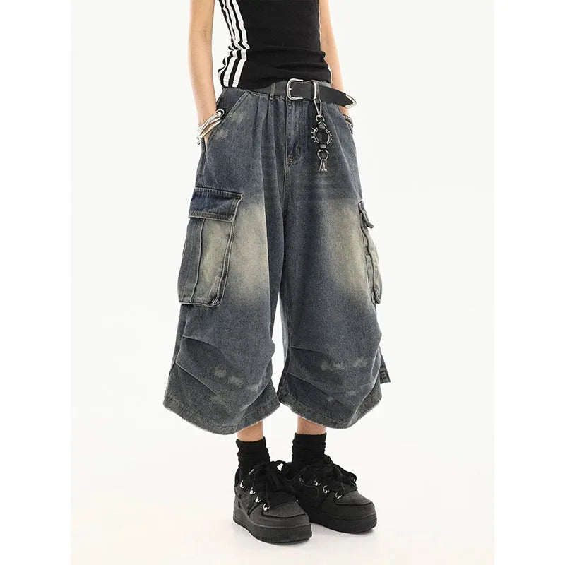 Vintage Washed American Style Pleated Pants