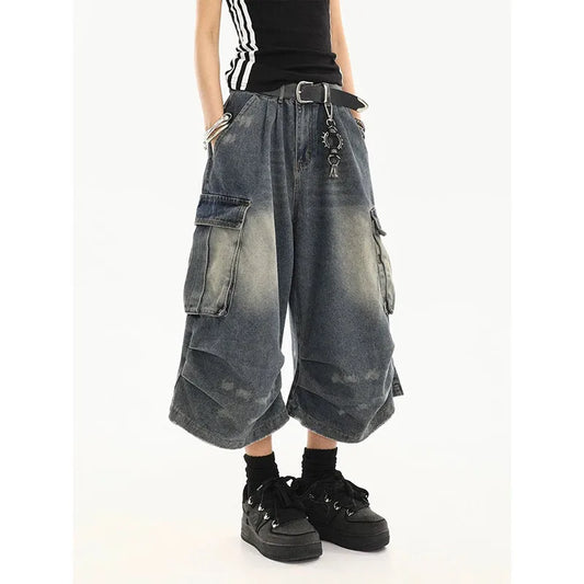 Vintage Washed American Style Pleated Pants