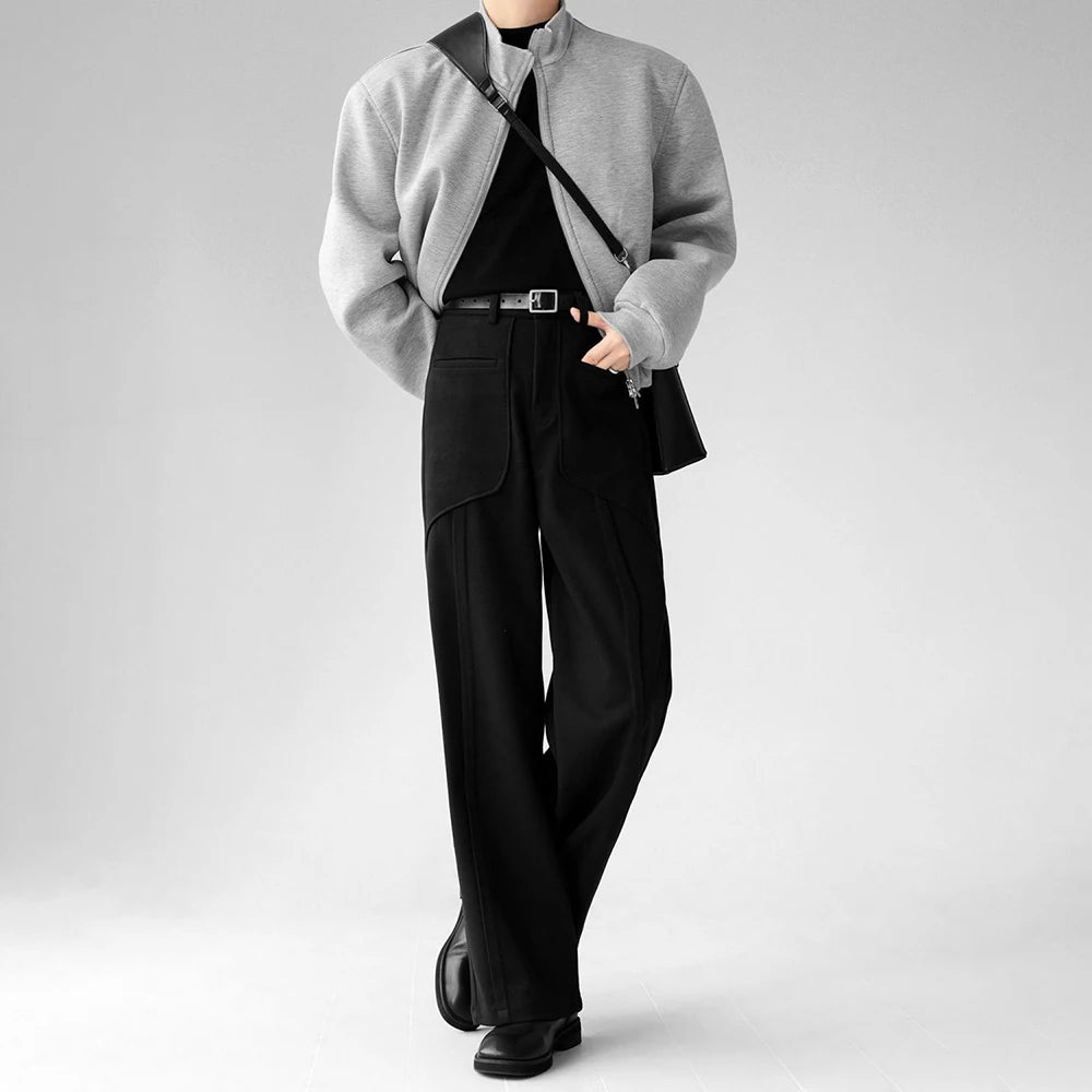 Luxury Woolen Wide Leg Casual Pants