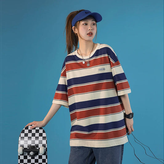 Oversized Striped Japanese T-Shirt