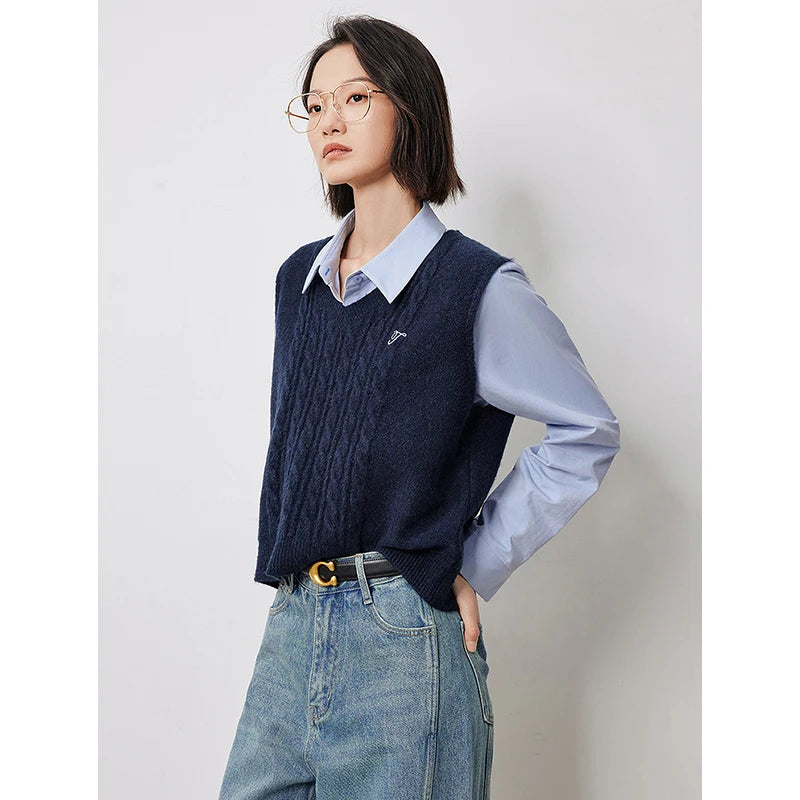 Cozy Knit Sleeveless Pullover Sweater Crop