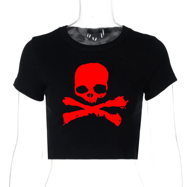 Gothic Skull Vintage Grunge Graphic T-Shirt