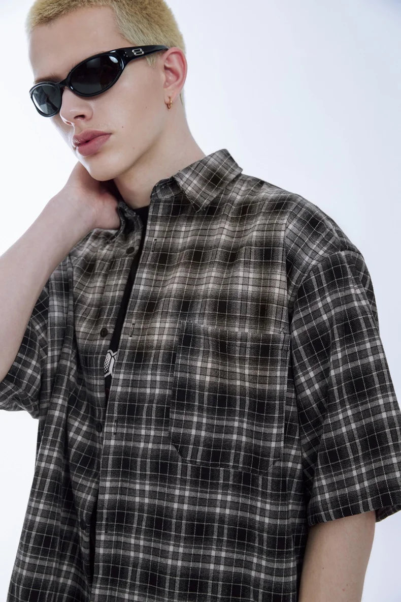 Oversized Plaid Heavyweight Short Sleeved Shirt
