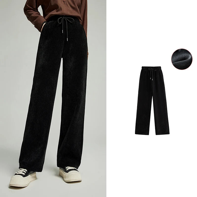 Comfy Fleece Drawstring Wide Leg Pants