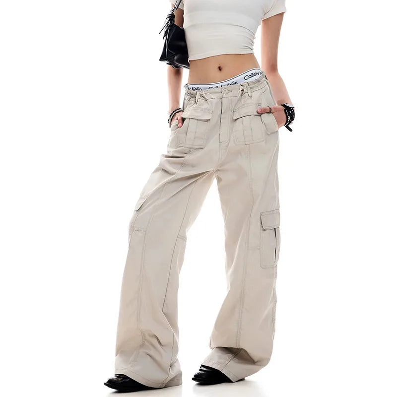 Vintage White Baggy Jeans Wide Jeans