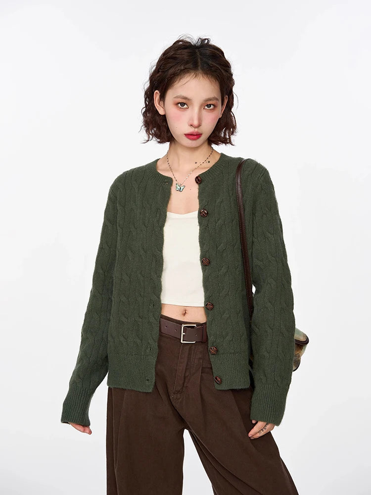 Retro Knitted Long-Sleeved Cardigan Sweater