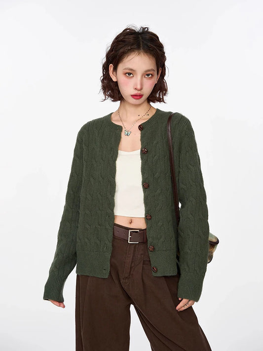 Retro Knitted Long-Sleeved Cardigan Sweater