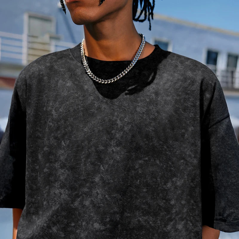 American Oversized Stone Washed Polyester T-Shirt