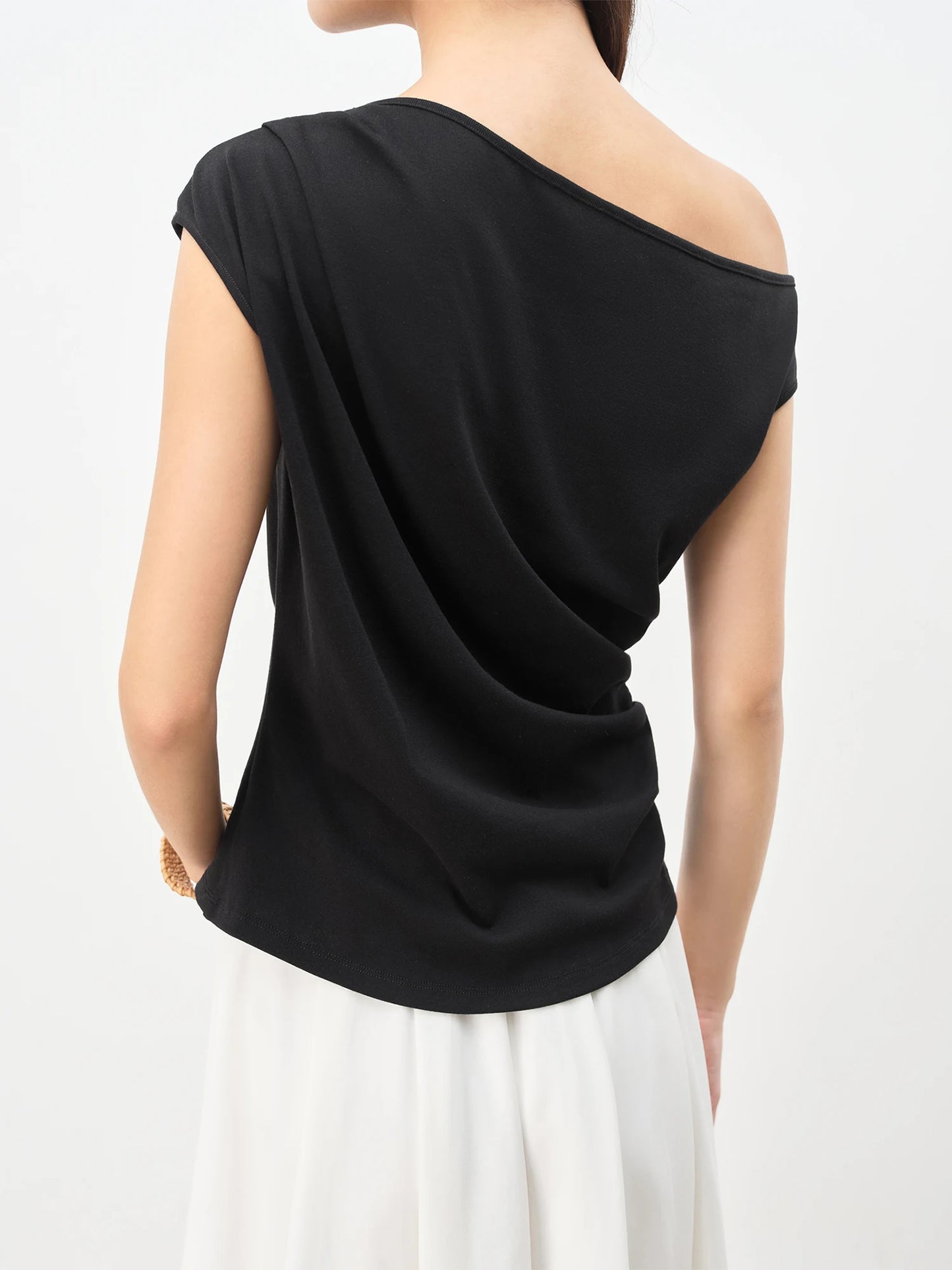 Chic Off-Shoulder Knit Womens T-Shirt