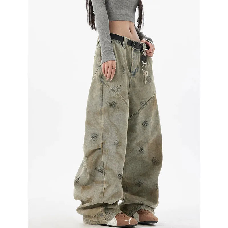 Blue Graffiti Vintage High Waisted Jeans