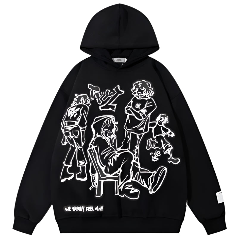 Funny Cartoon Graphic Pink Hoodie Shirt