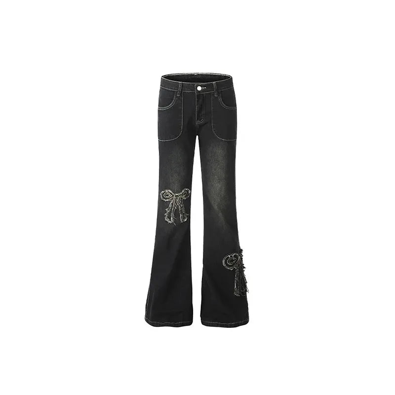 Vintage Raw Edge Patchwork Flared Jeans