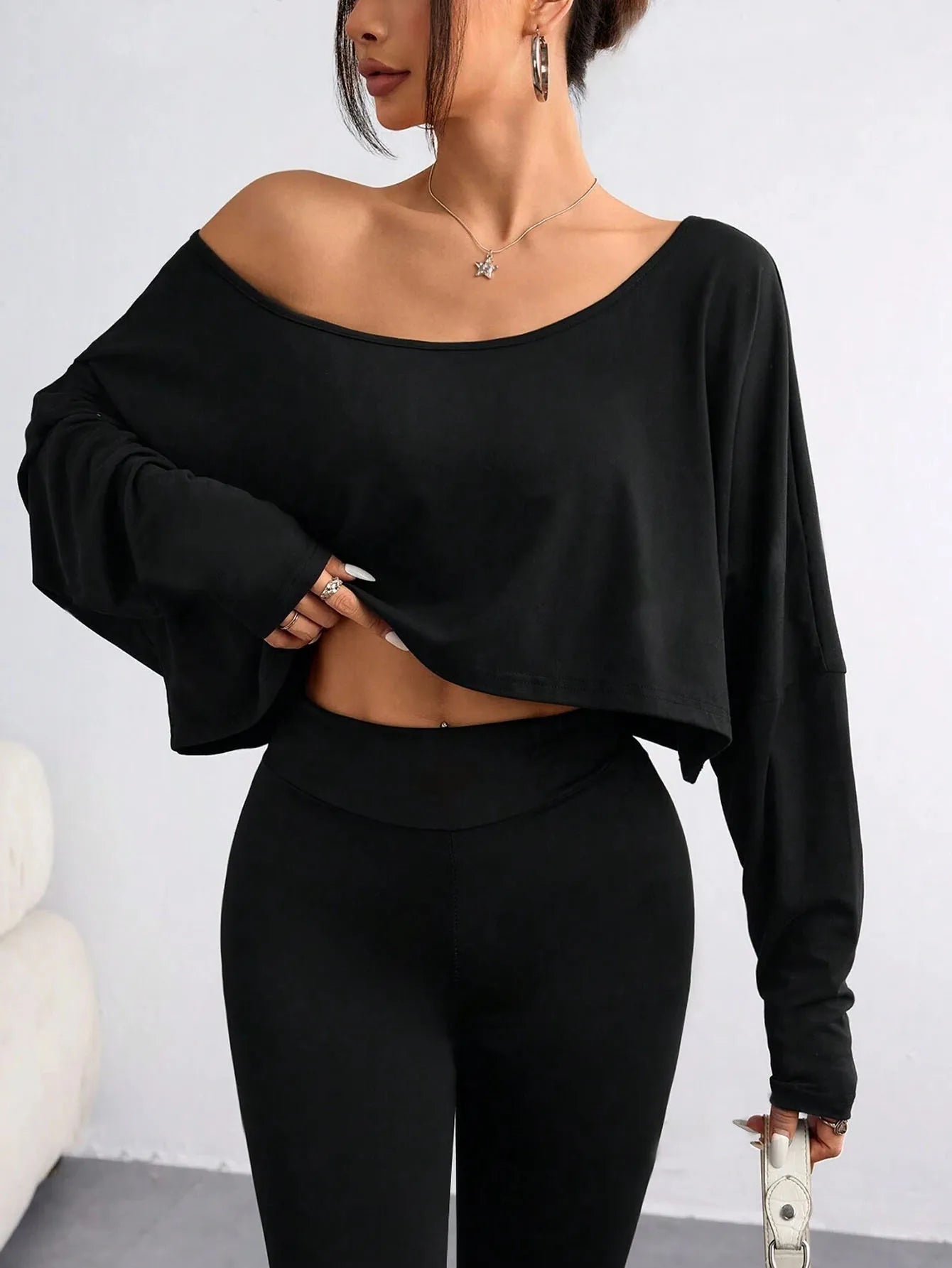 Sexy Oblique Shoulder Casual Long T-Shirt