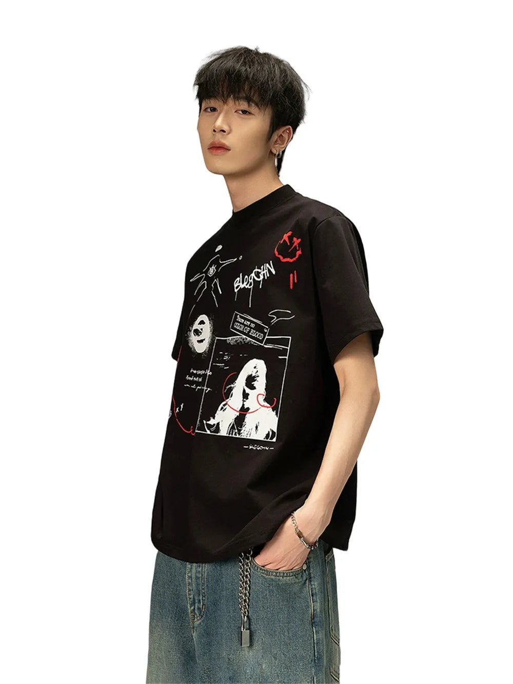 Cool Graffiti Print Loose Fit T-Shirt