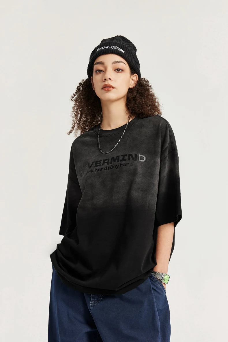 Vintage Washed Oversized Rubber Print T-Shirt