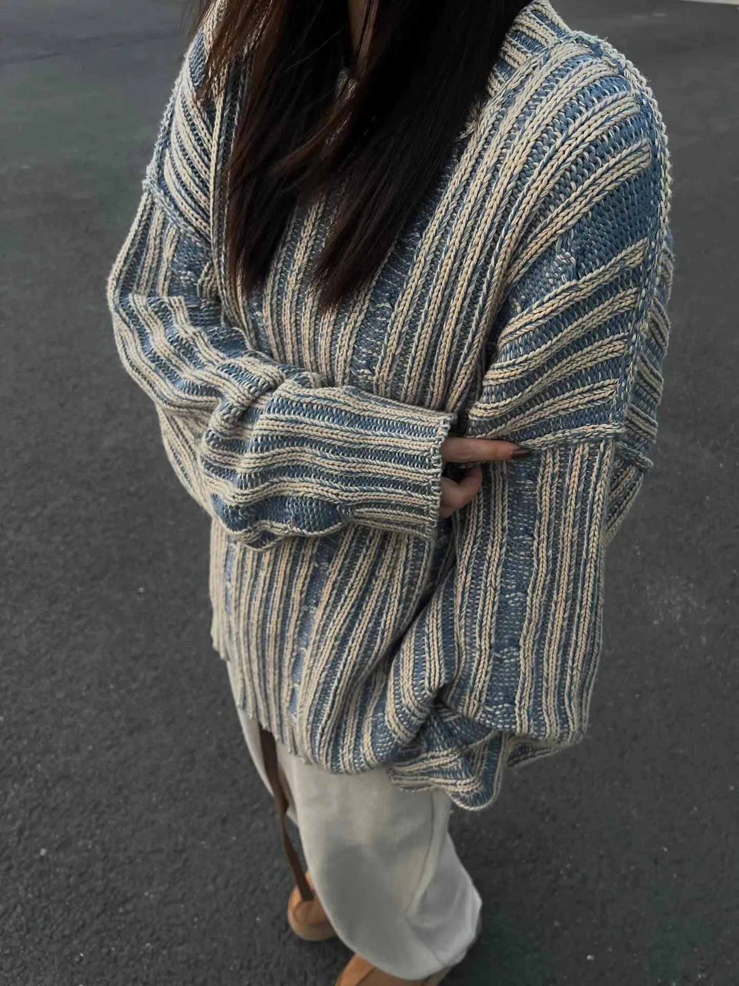 Contrast Color Retro Striped Knitted Sweaters