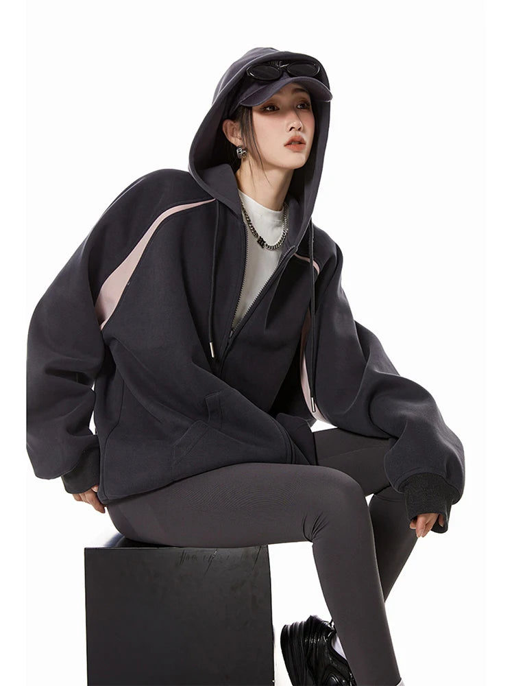 Retro Loose Hooded Autumn Winter Sweatshirt