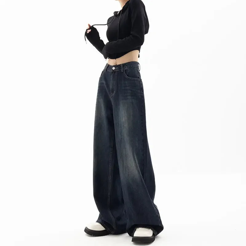 Retro Loose High Waist Wide Jeans