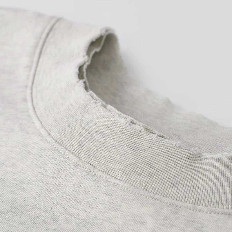 Vintage Embroidered Heavyweight Cotton Casual T-Shirt