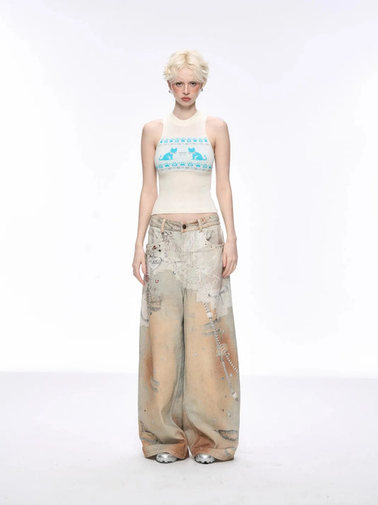 Floral Vintage Wide Leg Jeans