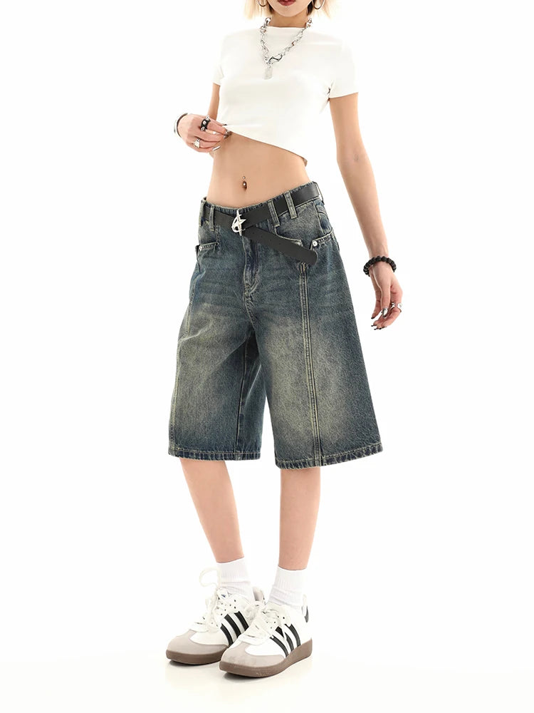 High Waist Retro Denim Shorts