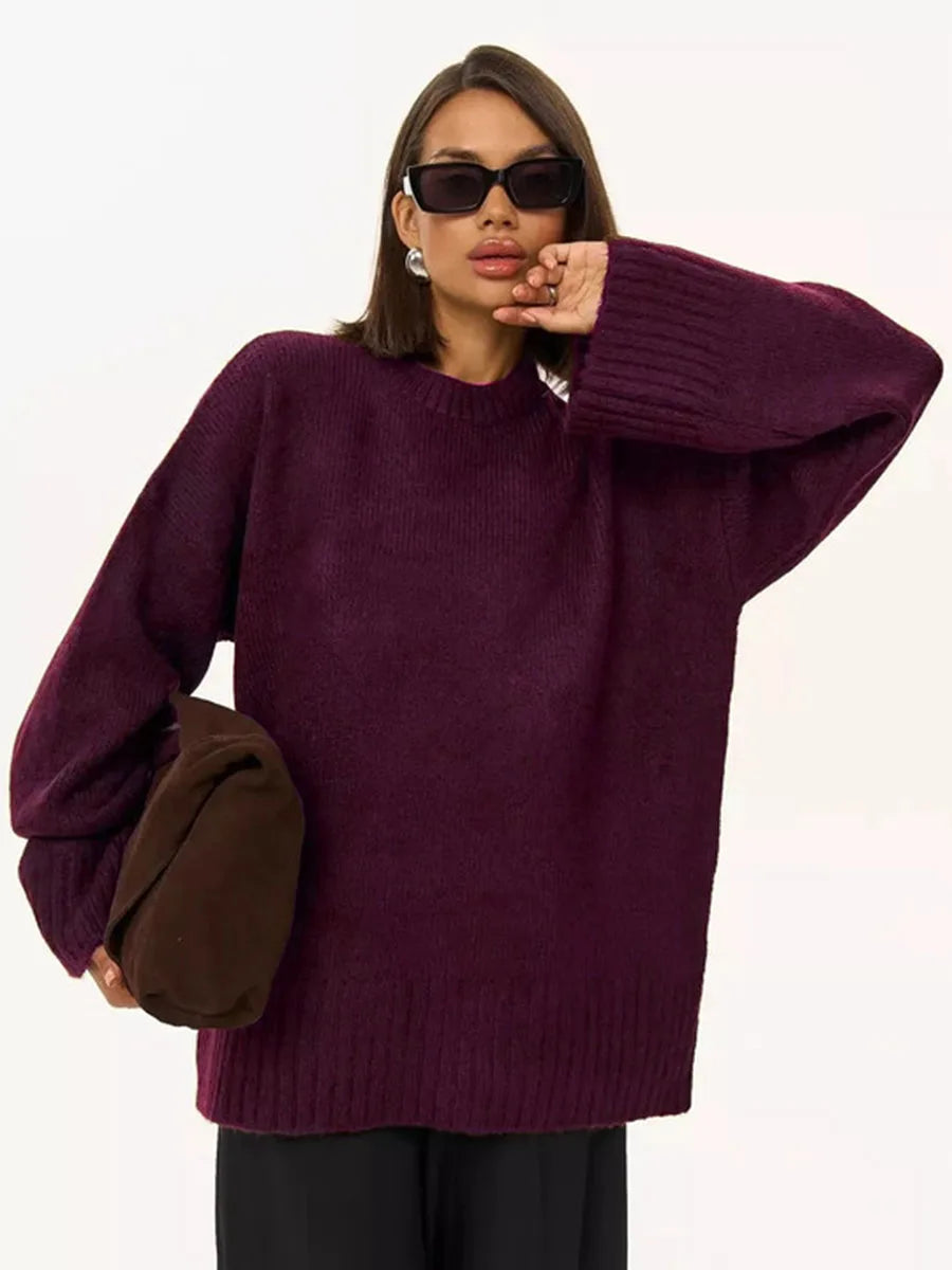 Brown Oversize Horn Cuff Sweater
