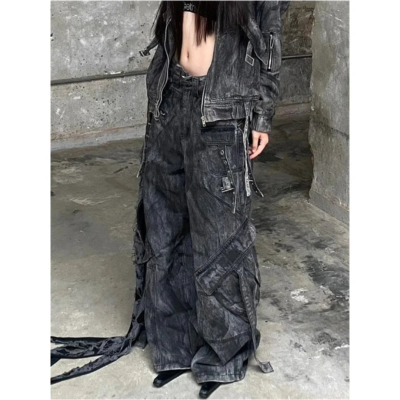 Vintage American Style Black High Jeans