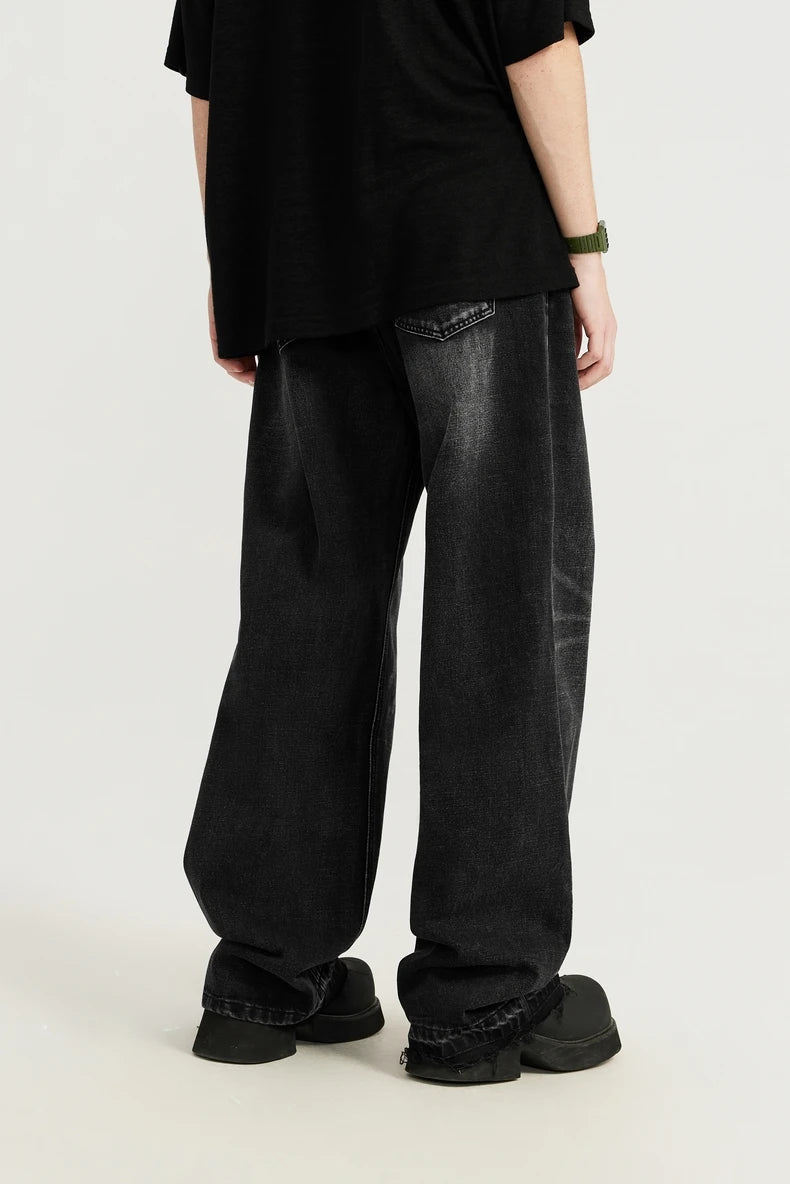 Vintage Washed Denim Classic Pants Jeans