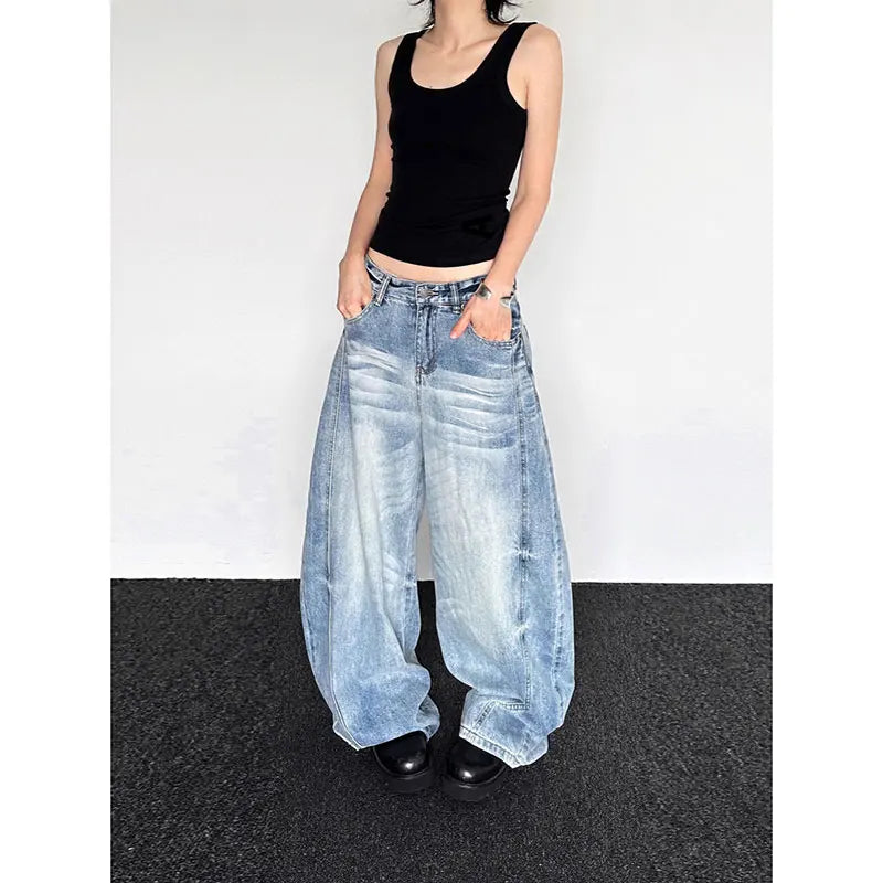 Vintage Japanese Style Blue Boyfriend Jeans