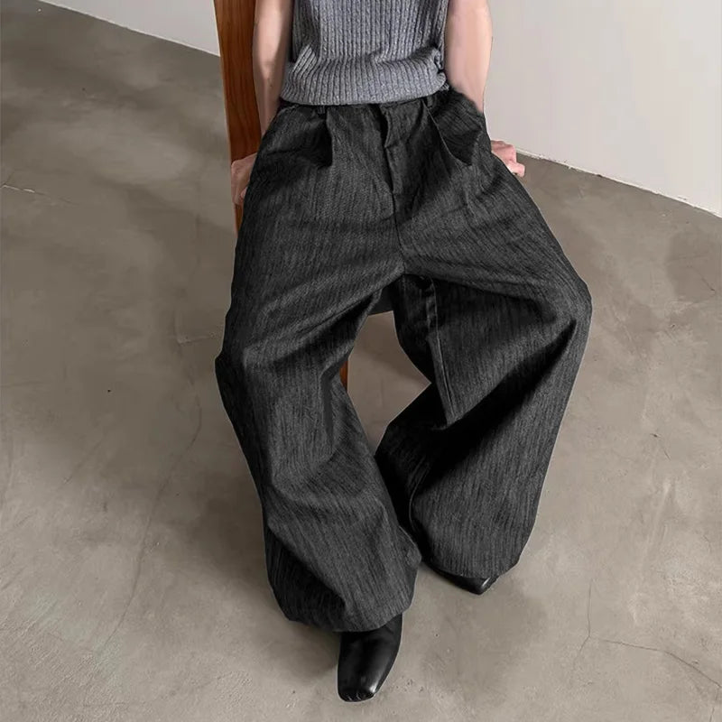 Solid Color Wide Leg Casual Pants