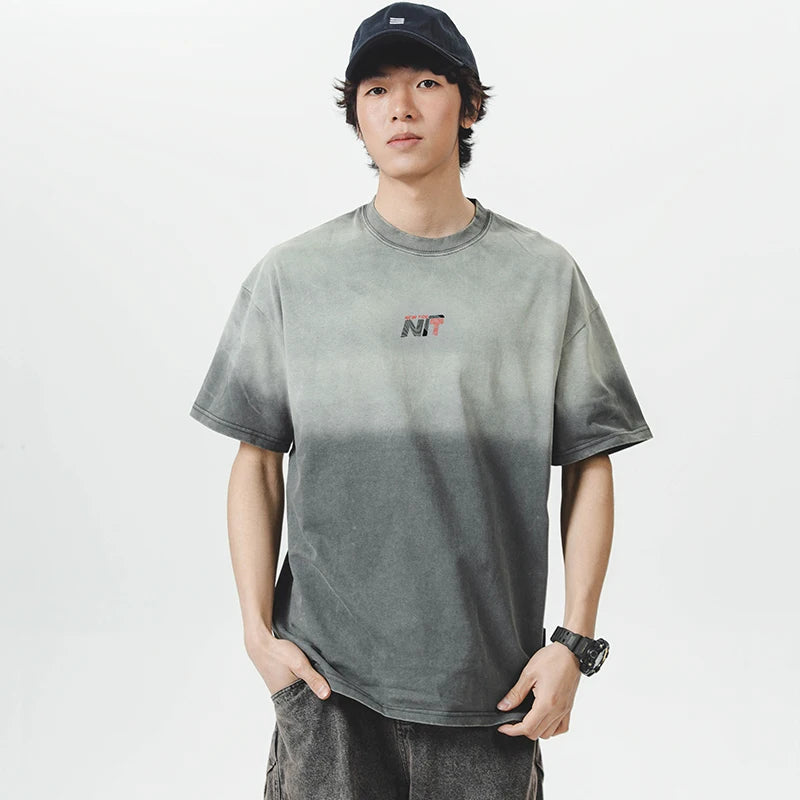 Oversize Gradient Washed Cotton T-Shirt