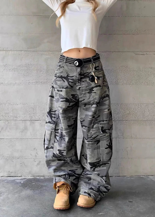 Y2K Vintage Camo Cargo High-Waist Jeans