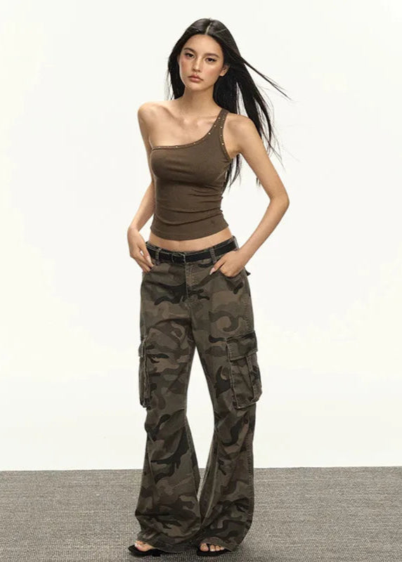 Retro Camouflage High Waist Flared Jeans