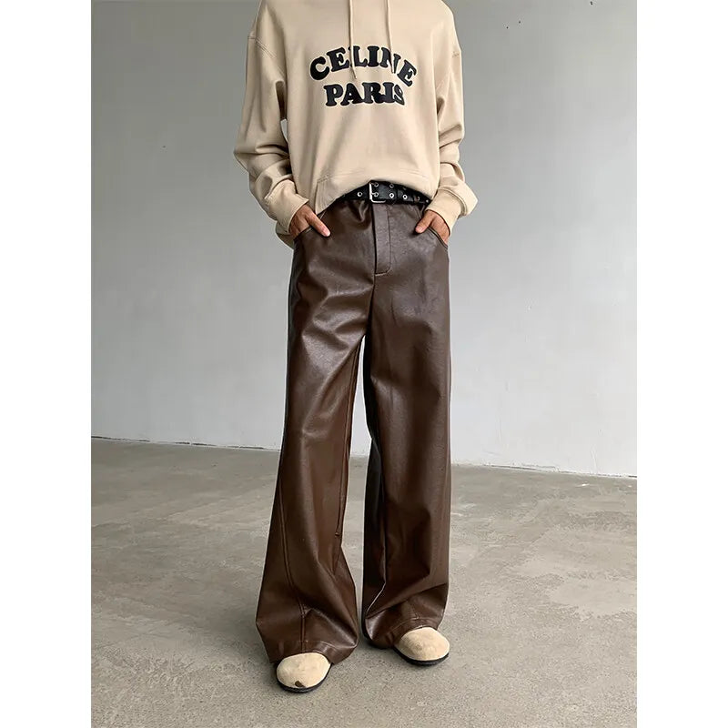 Stylish Wide Leg PU Pants