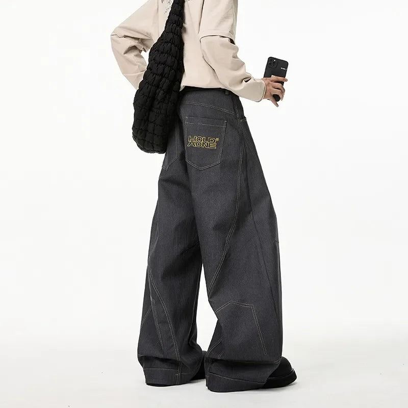 Retro Scimitar Wide Leg Denim Jeans