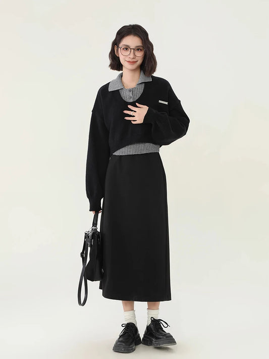 Cozy Preppy Knit Sweater Set Womens