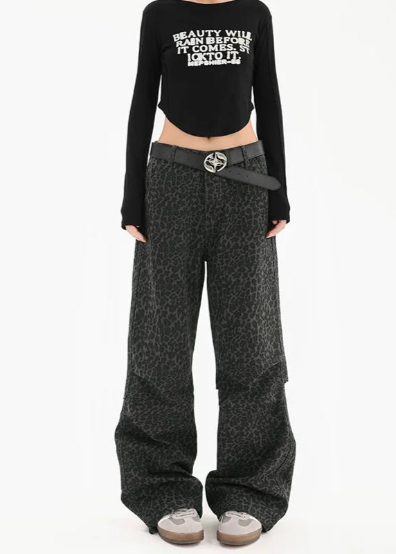 Retro Wide Leg Baggy Black Jeans