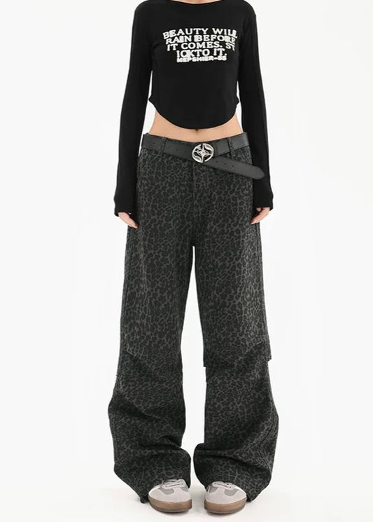 Retro Wide Leg Baggy Black Jeans