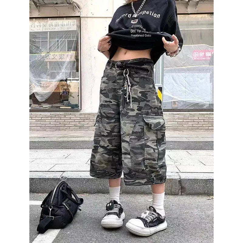 Vintage Camo High Waist Jorts