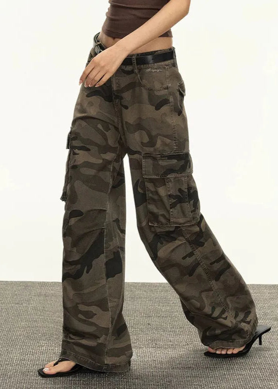 Retro Camouflage High Waist Flared Jeans